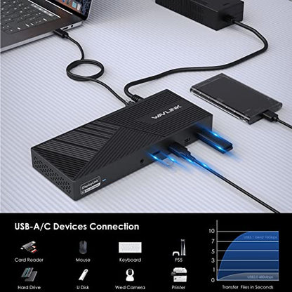 WAVLINK WL-UG69PD25PRO-US Triple Monitor Docking Station 4K@60Hz DisplayPort USB C
