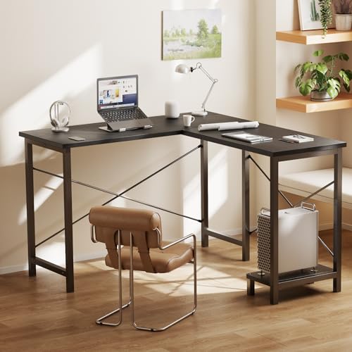 DUMOS 50 Inch DUYMHJ3-FH-LXZ02JB-49BK Modern L-Shape Writing Desk