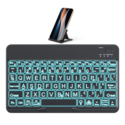 OMOTON 9.7" Black Large Print Bluetooth Keyboard - QWERTY - Battery Powered - Compatible with iPad and Windows