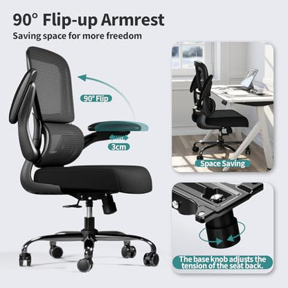TRALT Office Chair 1.0 Count TRALT+TRALT+YX001-2-BLK-US Indoor Breathable Mesh Ergonomic Desk Chair