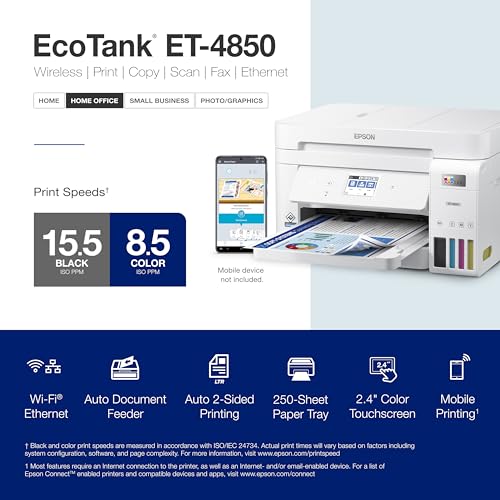 Epson EcoTank ET-4850 4800x1200 Inkjet Printer Automatic Document Feeder