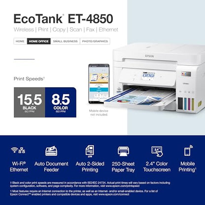 Epson EcoTank ET-4850 4800x1200 Inkjet Printer Automatic Document Feeder