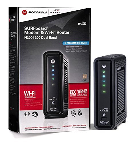 Motorola SBG6580 DOCSIS 3.0 Cable Modem Wi-Fi N300 Dual Band Router Black