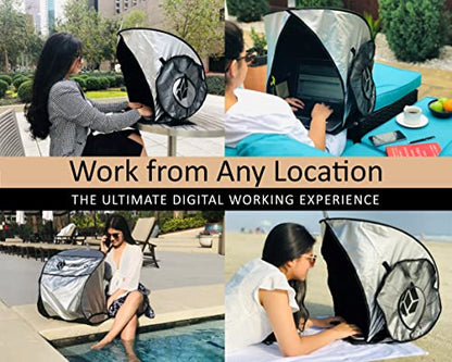 WISARO Laptop Sun Shade - 14.5 x 17.5 x 22 inches - Lightweight - Fits up to 17 inch Devices - Anti-Glare Fabric