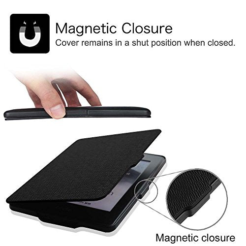 Fintie Slimshell Case for 6" Kindle Paperwhite 2012-2017 Model No. EY21 & DP75SDI - Lightweight Form Factor with Auto Sleep/Wake Functionality - Black