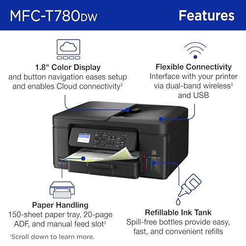 Brother 18.3 x 10.5 x 19.3 inches MFC-T780DW Ink Tank Printer