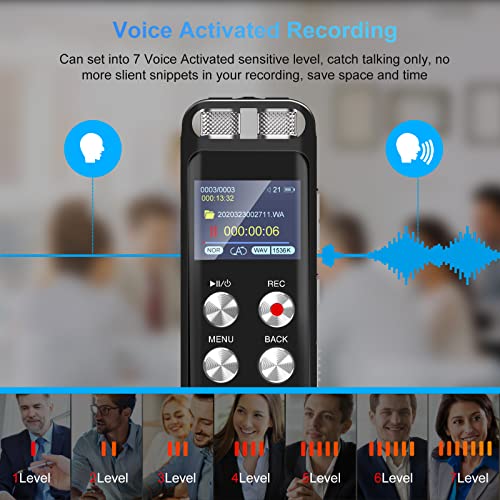 G 2 Inches L87 USB Voice Recorder with 48GB Memory Storage, Built-in Microphone