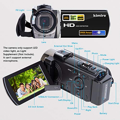 kimire Compact Video Camera 604S 24MP 1080p 15fps CMOS USB Camcorder