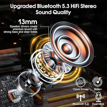 Atheewon N19 Wireless Bluetooth Headset V5.3, Noise Cancellation, Bluetooth 5.3, Waterproof, In-Ear, Single Ear, Dark Blue