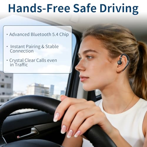 STUPIDYIN Bluetooth Headset V5.4, 23H Battery Life, Wireless Earbud for Phone Calls and Music, Touch Control, In-Ear Earpiece with Mic