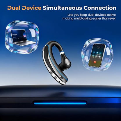 DECHOYECHO A8 Bluetooth Headset V5.3 Wireless Single Ear Earpiece with Noise Cancellation