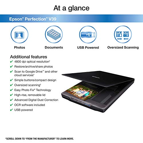 Epson 4800 dpi Perfection V39 Photo Scanner USB CCD