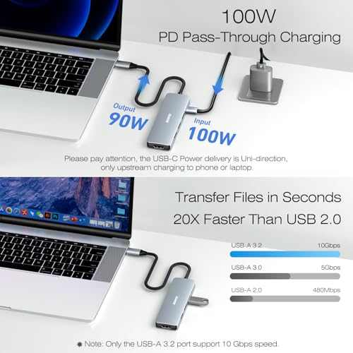 BENFEI USB Type-C Hub 5-in-1 Model BNF-USBC-0360G Aluminum USB Hub