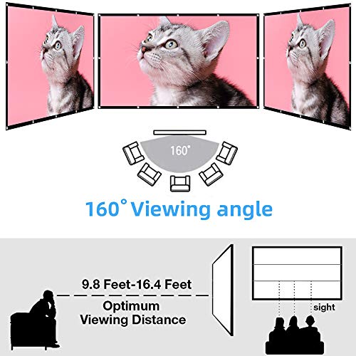 lejiada 100-inch PH-3M3U-C4ZJ Manual Projector Screen 160 Viewing Angle Glossy Polyester Wall Mount
