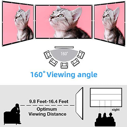 lejiada 100-inch PH-3M3U-C4ZJ Manual Projector Screen 160 Viewing Angle Glossy Polyester Wall Mount