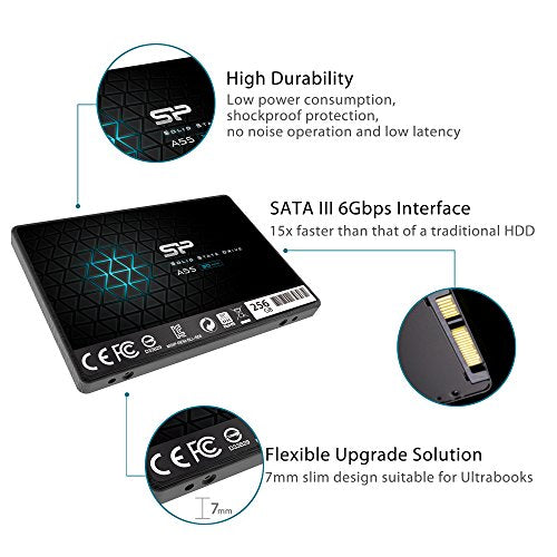 SP Silicon Power 256GB SU256GBSS3A55S25AH SATA III 2.5" Internal Solid State Drive