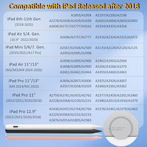 XIRON Stylus Pen for iPad 2018-2026 with Fast Charging and Palm Rejection