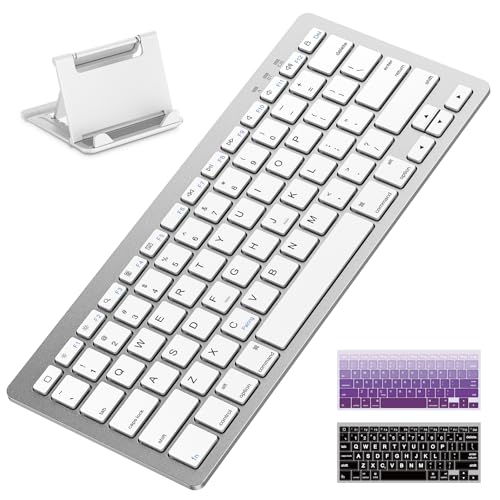 OMOTON Compact Wireless Bluetooth Keyboard with Adjustable Stand for iPad