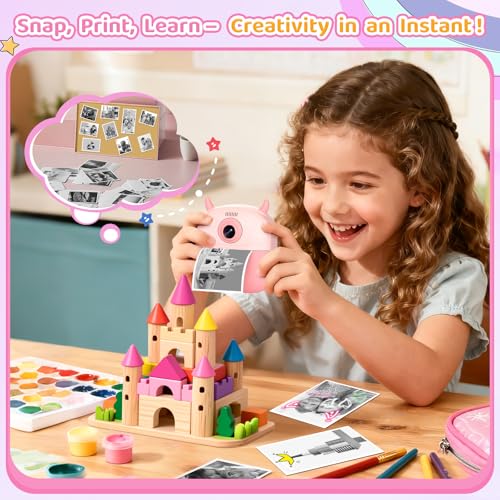 KIDAGINS Instant Print Camera JD71 1MP 1080p Compact Kids Camera