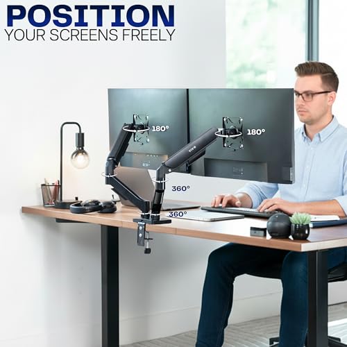 VIVO 17-32 inch Dual Monitor Stand STAND-V002O Tabletop Mount Articulating 90 Degree Black