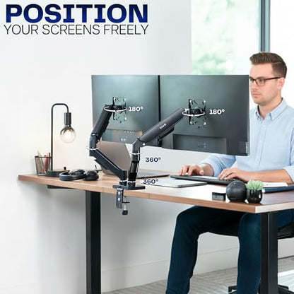 VIVO 17-32 inch Dual Monitor Stand STAND-V002O Tabletop Mount Articulating 90 Degree Black