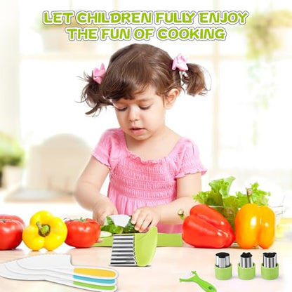 FGASIDYO 9Pcs Jurun-A Plastic Kids Knife Set Cooking Tools