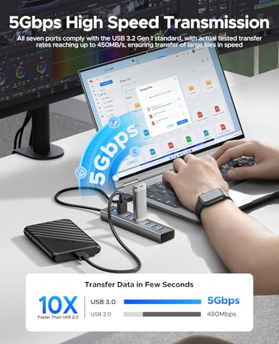 ORICO 7-Port USB 3.0 Hub ACF31-10 5Gbps Aluminum USB Splitter