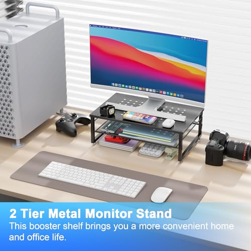 gianotter 14.5" x 10" x 5.5" D-3 Alloy Steel Monitor Stand Riser with 2-Tier Design
