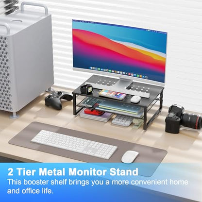 gianotter 14.5" x 10" x 5.5" D-3 Alloy Steel Monitor Stand Riser with 2-Tier Design