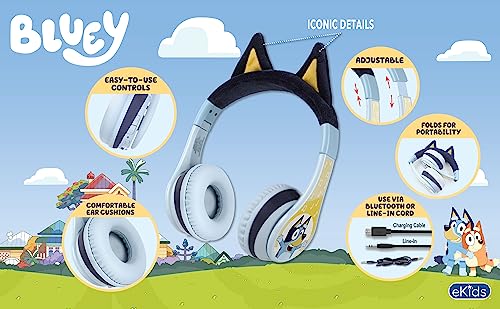 eKids Over Ear BU-B52 Bluetooth Headphones, 32 Ohm, 20Hz-20kHz Frequency Range, Plastic Enclosure, Wireless Connectivity