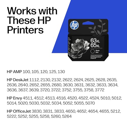 HP 63XL/65XL Black High-Yield Ink Cartridge, 300 Pages Yield, Compatible with Multiple HP Printers