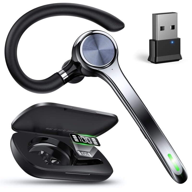 Ngsod G7 Bluetooth Earpiece with Noise Cancellation, 500mAh Charging Case, Wireless Connectivity