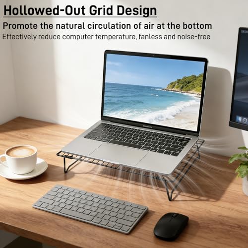 ISYOKE 9.45 x 0.98 x 13.39 Inches Laptop Cooling Pad Stand Adjustable Height Metal Riser for Laptops 10 to 17 Inches