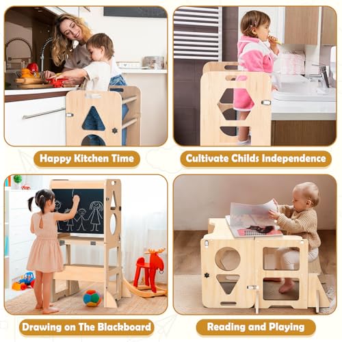 Woodure 4-in-1 150 Pounds DW1357 Multifunctional Wooden Step Stool