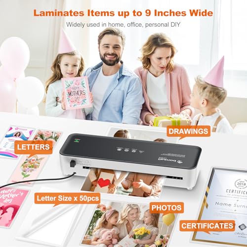 Bonsaii 9 Inch Laminator Machine L418-C, 50 Count Sheets, 2 Rollers, 0.98 FPM Productivity