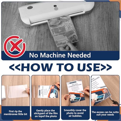HKSZEH 4x6inch HKSUS-ZH063 Self-Sealing Laminating Pouches No Heat Required