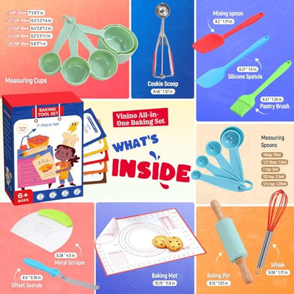 Vinino 9x8x2.5 inches KBS-SET Kids Baking Supplies Non-Toxic Dishwasher Safe