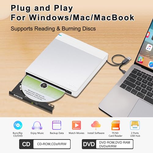 NOLYTH 0.7inch Portable External CD/DVD Drive CT-CDW02