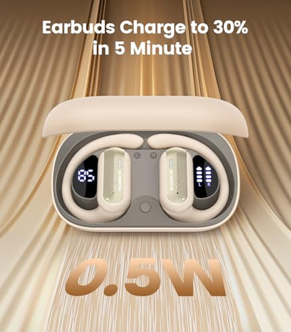 TAGRY Open-Ear Earbuds A12 Wireless Bluetooth 5.4 with 40 Hours Playtime and IPX7 Waterproof