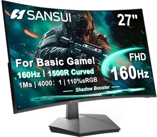 SANSUI 27 Inch Curved ES-G27C1L FHD 1080p 160Hz LED Monitor