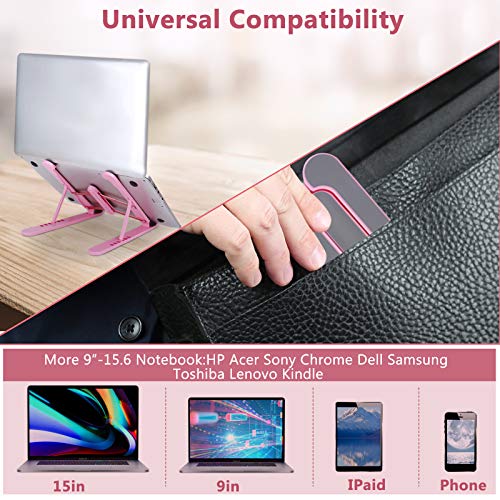pidien Portable Laptop Stand PLS-08 Foldable Adjustable Aluminum Riser 1 Count Pink