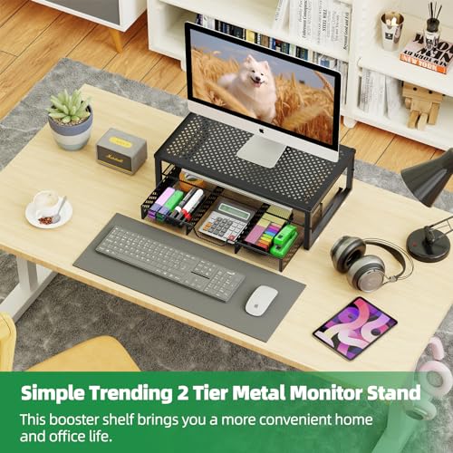 Simple Trending ST57810 Metal Monitor Stand Riser Space-Saving Ergonomic Desk Organizer