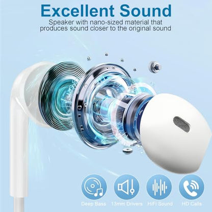 Docutca 2 Pack USB C Headphones Docutca-TC-2PC Wired Earbuds In-Ear Audio Earphone