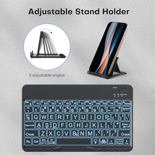 OMOTON 9.7" Black Large Print Bluetooth Keyboard - QWERTY - Battery Powered - Compatible with iPad and Windows