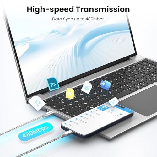 KYEHD 10 Feet USB-C to USB-C Cable Model A8753 - 60W Fast Charging - 45 Watts - Compatible with iPhone 16/15/14, Samsung Galaxy S21+, S21, S20, Google Pixel