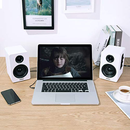 Sanyun SW208 3" Active Stereo Bookshelf Speakers - 60W Power, Bluetooth 5.0 Connectivity, 2.0 Audio System
