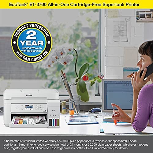 Epson EcoTank ET-3760 All-in-One Printer 4800 x 1200 15ppm Inkjet