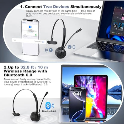 BlueFire 1x Bluetooth Headset AT055 Wireless Active Noise Cancellation for Adults