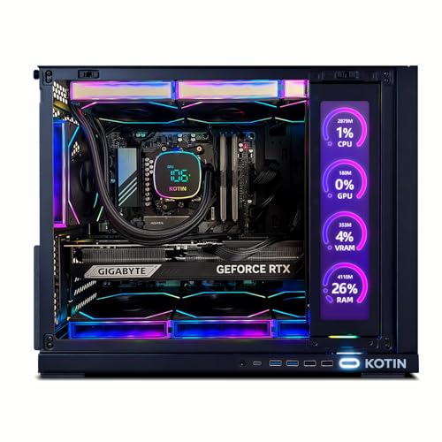 KOTIN KTG60BA797X3250712G Dual Monitor PC, Windows 11 Home, 7680 x 4320 Resolution, Liquid Cooling, Black, Tower