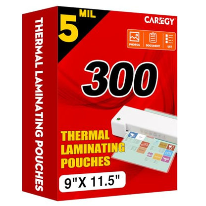 CAREGY 300PACK-LaminatingSheets-5Mil-9x11.5in-OfficeSupplies